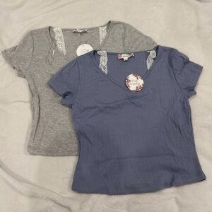 Pink Republic Gray and Blue Short Sleeve Tees